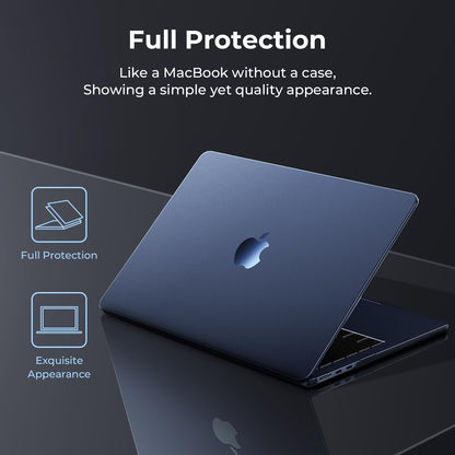 EooCoo Case RRP - £19.99 compatible for MacBook Air 15 inch M3 M2,2023 2024 Release [Presents Original Texture] Ultra-thin Invisible Translucent Hard Shell Cover for Model A3114 A2941 - Frost Midnight
