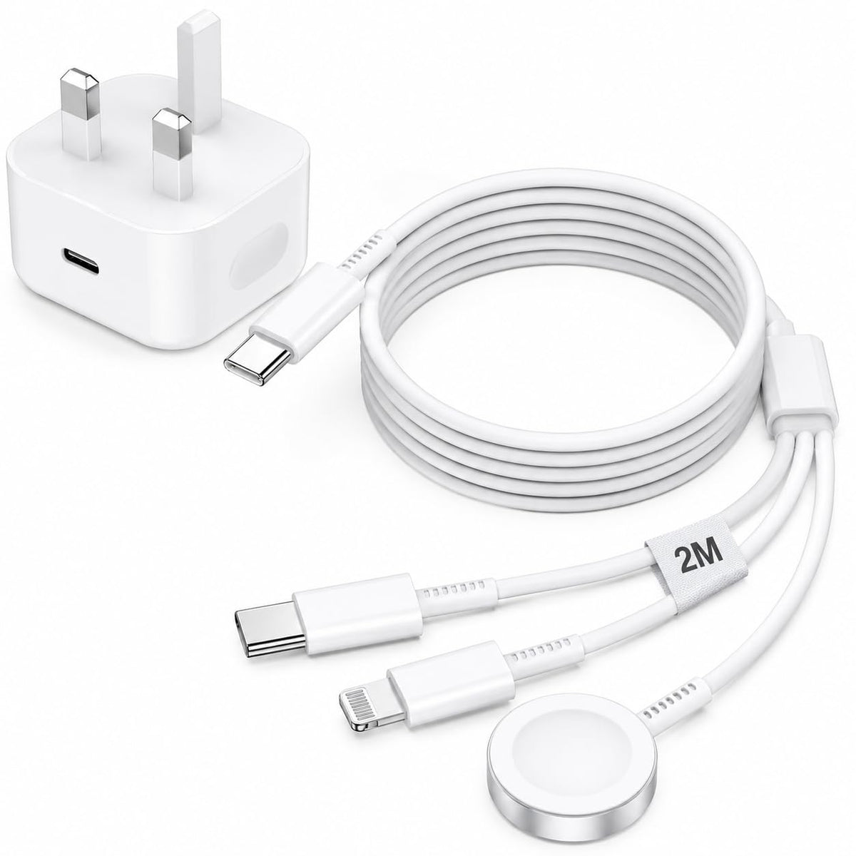 3-in-1 Apple Watch Charger 20W USB-C Fast Charge 2m - Universal