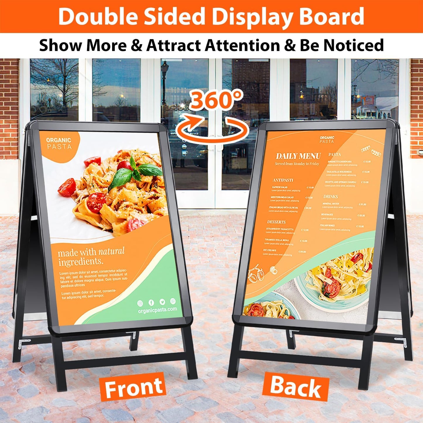 A-Board Pavement Sign - RRP: £99.99 - Double-Sided Display Stand for Outdoor Advertising ? Black