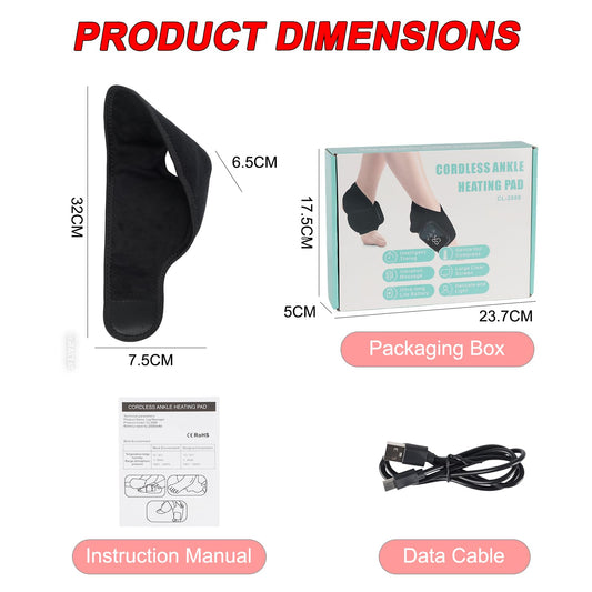 3-in-1 Foot & Ankle Massager - RRP £36.99 - Heat Vibration Hot Compress 3 Gears Wireless 2000mAh ? Black 2pcs