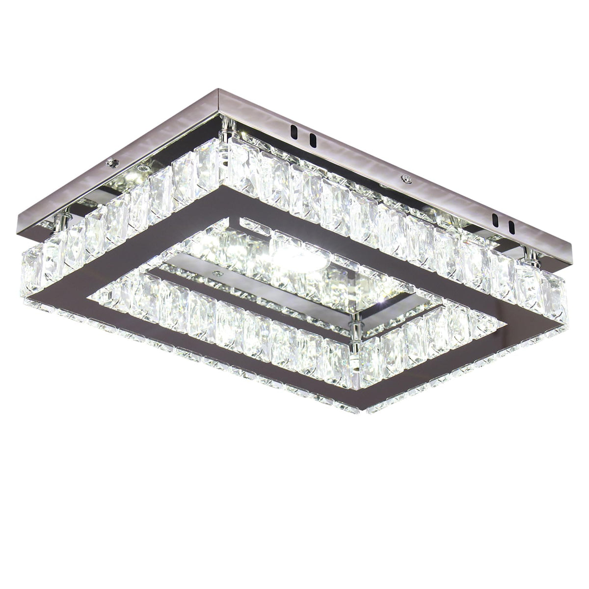LED Crystal Rectangular Ceiling Chandelier RRP - £35.99 Flush Mount K9 Stainless – Cool White