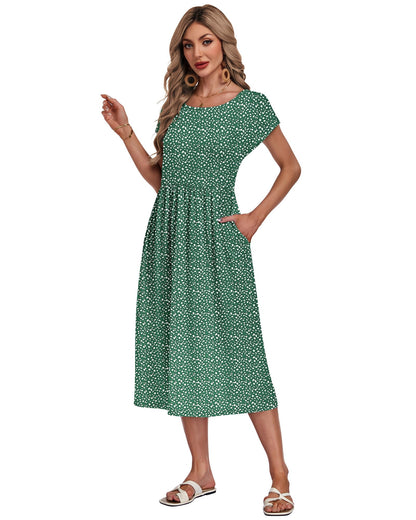 Women's Summer Short Sleeve Midi Dress RRP - £24.99 Loose with Pockets Casual