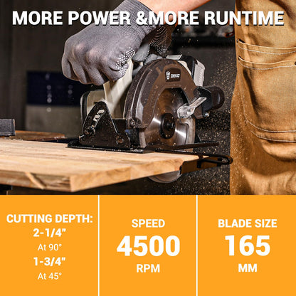 20V Cordless Circular Saw RRP - £59.99 165mm with 4.0Ah Battery LED Light 55mm/33mm Cutting Depth – 165mm