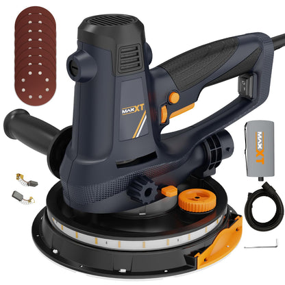 MAXXT 810W Handheld Drywall Sander RRP - £79.99, Electric Sander for Walls,Rough and fine Sanding - Variable Speed, Upgraded Pad, Adjustable Suction, Self-Dust-Extraction, 8 Pcs Sanding Discs