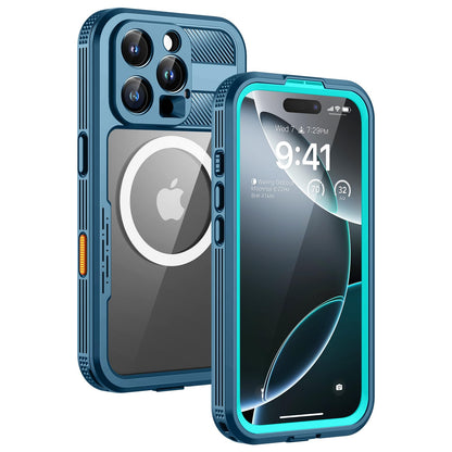 Lanhiem for iPhone 16 Pro Max Waterproof Case RRP - £24.99, [Compatible with MagSafe] Heavy Duty Shockproof Cover with Built in Screen Protector, Protective Magnetic Phone Case for iPhone 16 Pro Max (Blue)