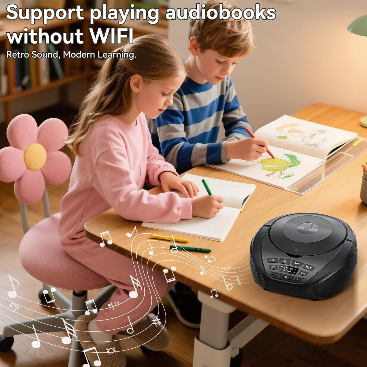Gueray Portable CD Player Boombox RRP - £39.99 with FM Radio, AUX Input, Headphones ? Black