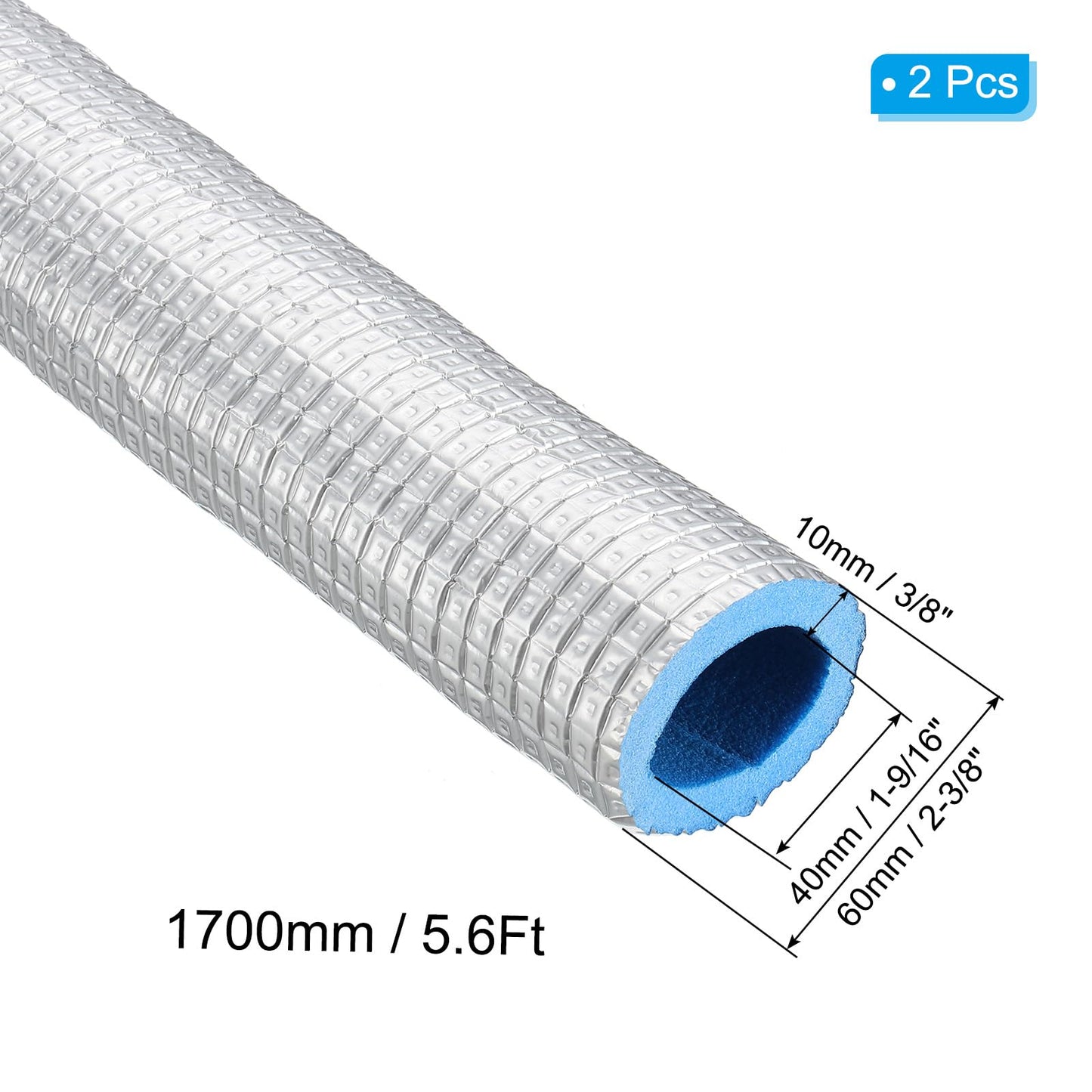 Pipe Insulation Foam Tubing 5.6Ft 40mm ID 60mm OD Heat Preservation - RRP £19.99 – Silver Blue