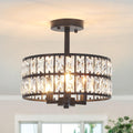 ASHUAQI Gold Crystal Ceiling Lights RRP - £74.99 Living Room, 3-Light Crystal Chandelier, E14 Modern Semi Flush Mount Chandeliers Ceiling Light for Bedroom, Hallway, Kitchen, Lounge, Dining Room