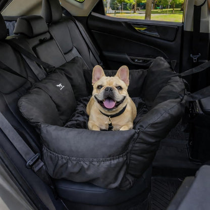 JACKO & CO Dog Car Booster Seat - RRP: £99.99 - 2 Machine Washable Water-Resistant Clip-On Leash ? Black Medium (25-40lbs)