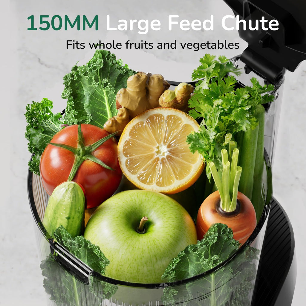 Masticating Cold Press Juicer RRP - £149.99 2.6L 150mm Feed Chute 3-in-1 Strainers Brushless Motor – Space Grey