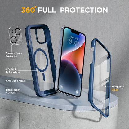 Magnetic Case for iPhone 14 Plus RRP - £19.99 with Screen & Camera Lens Protectors – Storm Blue