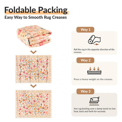 Washable Floral Rug RRP - £99.99 183 x 274 cm – Pink/Beige