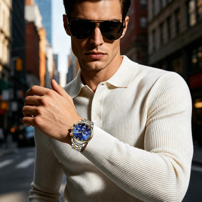 LIGE Men's Chronograph Waterproof Quartz Stainless Steel Dress Watch RRP - £22.99 – Silver