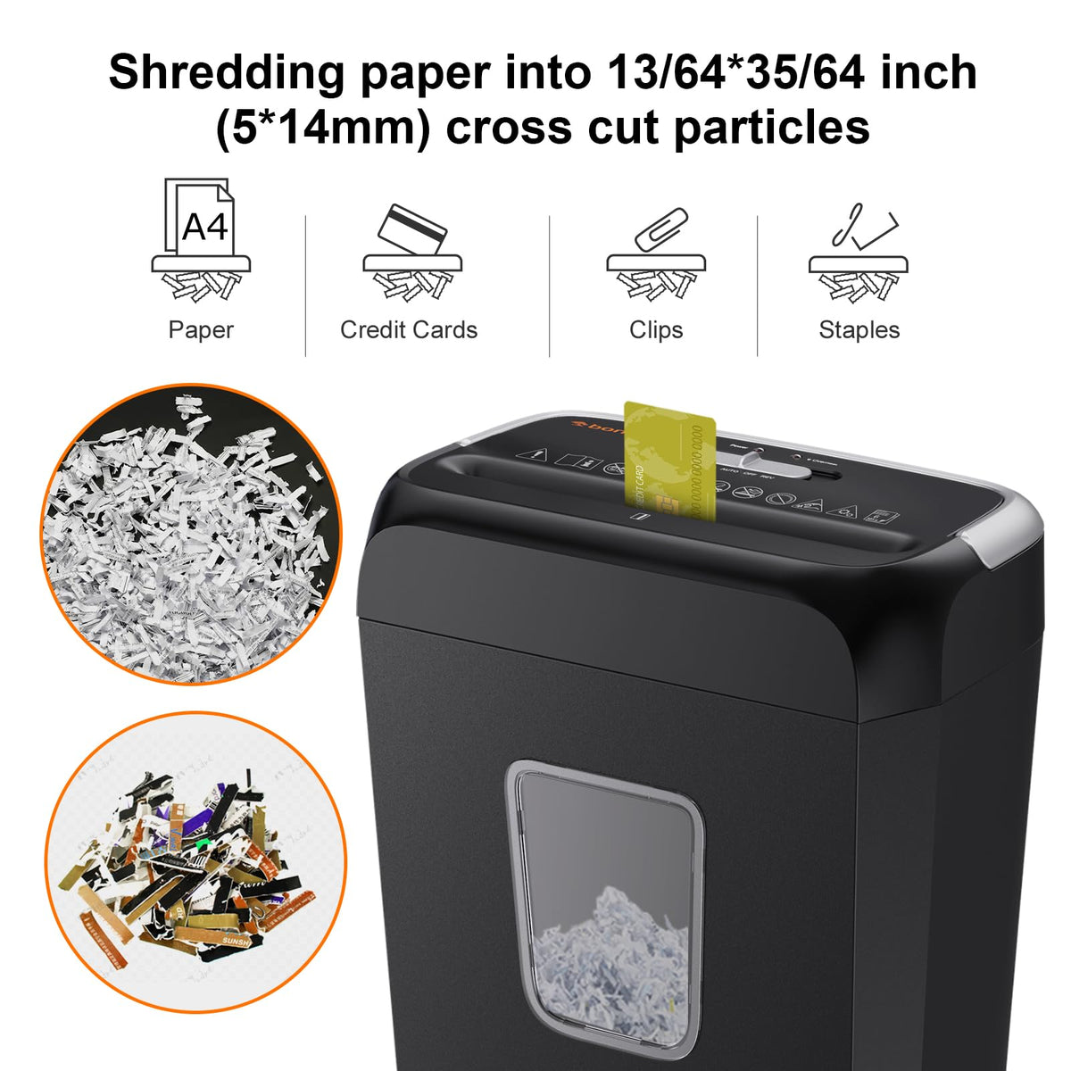 Bonsaii 6 Sheet Cross Cut Paper Shredder RRP - £29.99, Compact Shredder for Home & Small Office Use, Shreds Credit Cards, Staples, and Clips, Portable Handle Design, 13L Bin (C237-B Upgrade Version)