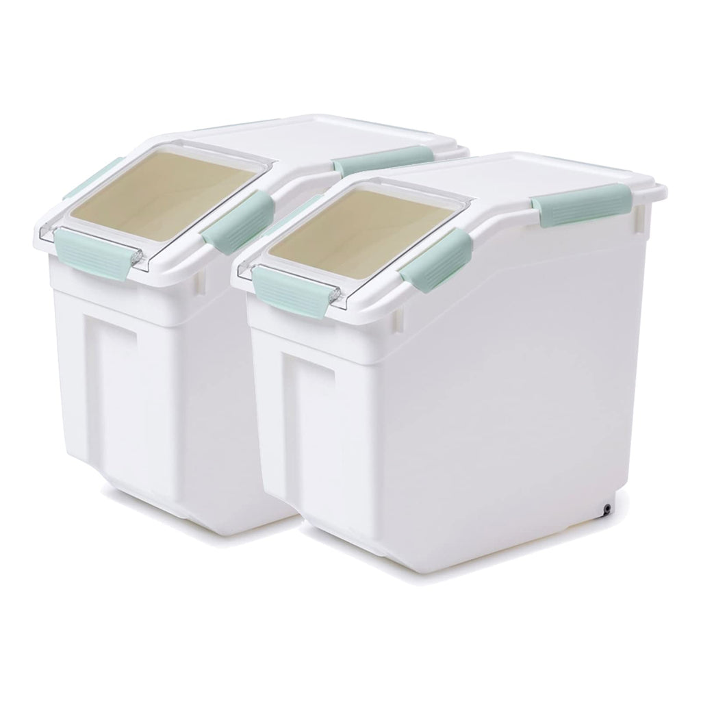 Toolzia 2 Pcs Rice Dispenser 10kg RRP - £59.99, Airtight Rice Storage Container Dry Food Dispenser Large Sealed Grain Containe (Cyan)