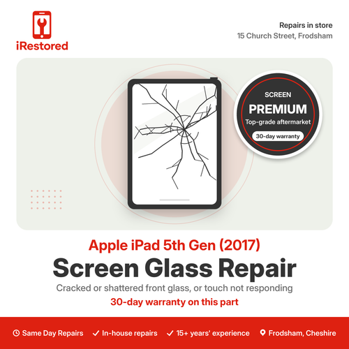 Apple iPad 5th Gen (2017) Screen Glass Repair – Premium part