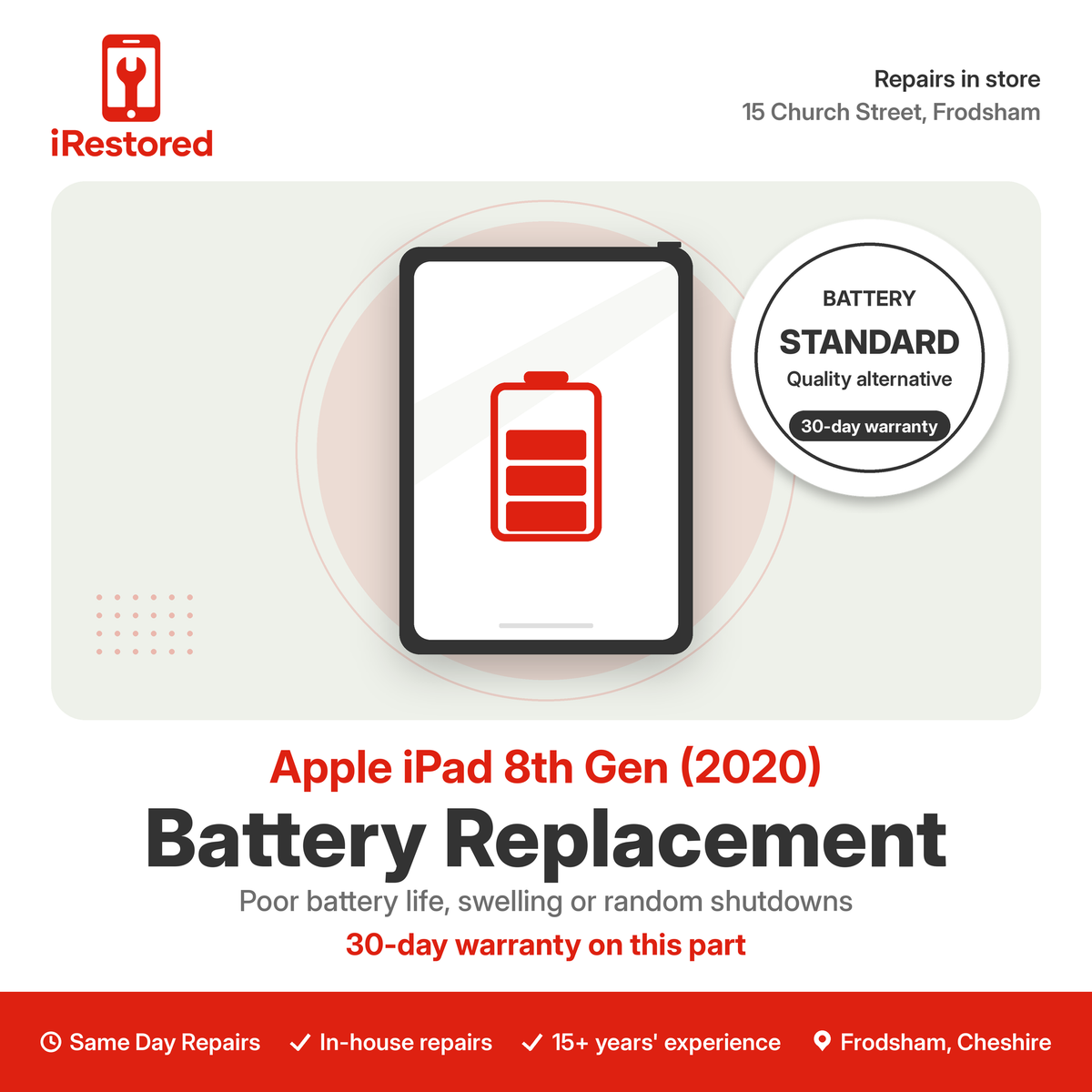 Apple iPad 8th Gen (2020) Battery Repair