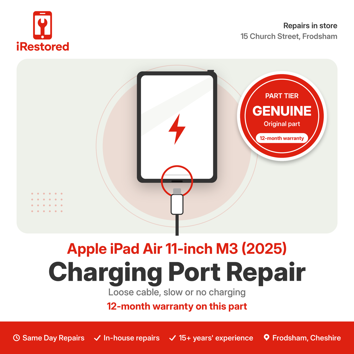 Apple iPad Air 11-inch M3 (2025) Charging Port Repair – Genuine part