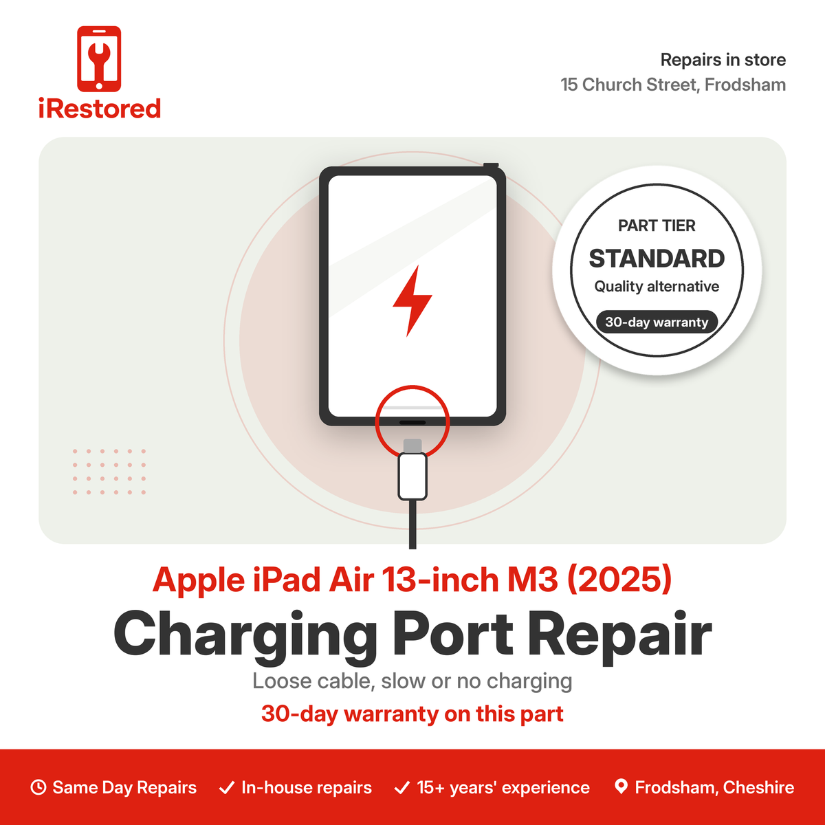 Apple iPad Air 13-inch M3 (2025) Charging Port Repair – Standard part