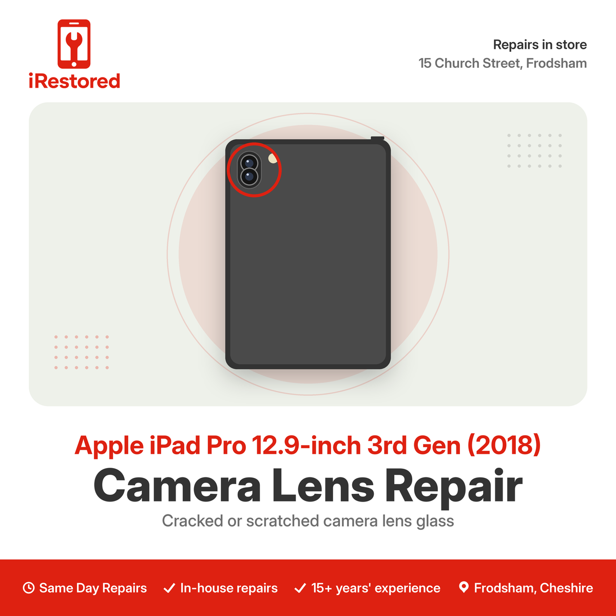 Apple iPad Pro 12.9-inch 3rd Gen (2018) Camera Lens Repair