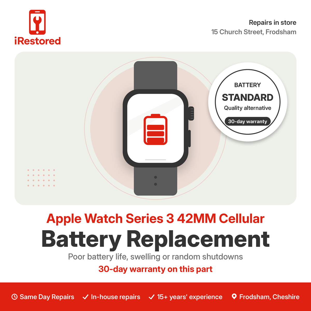 Apple Watch Series 3 42MM Cellular Battery Replacement