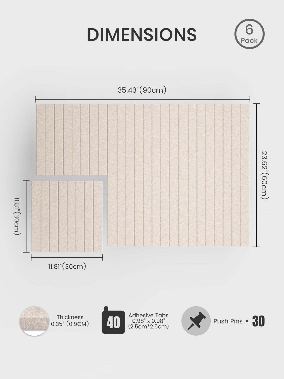 Felt Bulletin Board Tiles RRP - £24.99 36x24in Cork Alternative with Pushpins Adhesive Tabs 6-Pack – Oatmeal