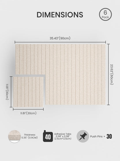 Felt Bulletin Board Tiles RRP - £24.99 36x24in Cork Alternative with Pushpins Adhesive Tabs 6-Pack – Oatmeal