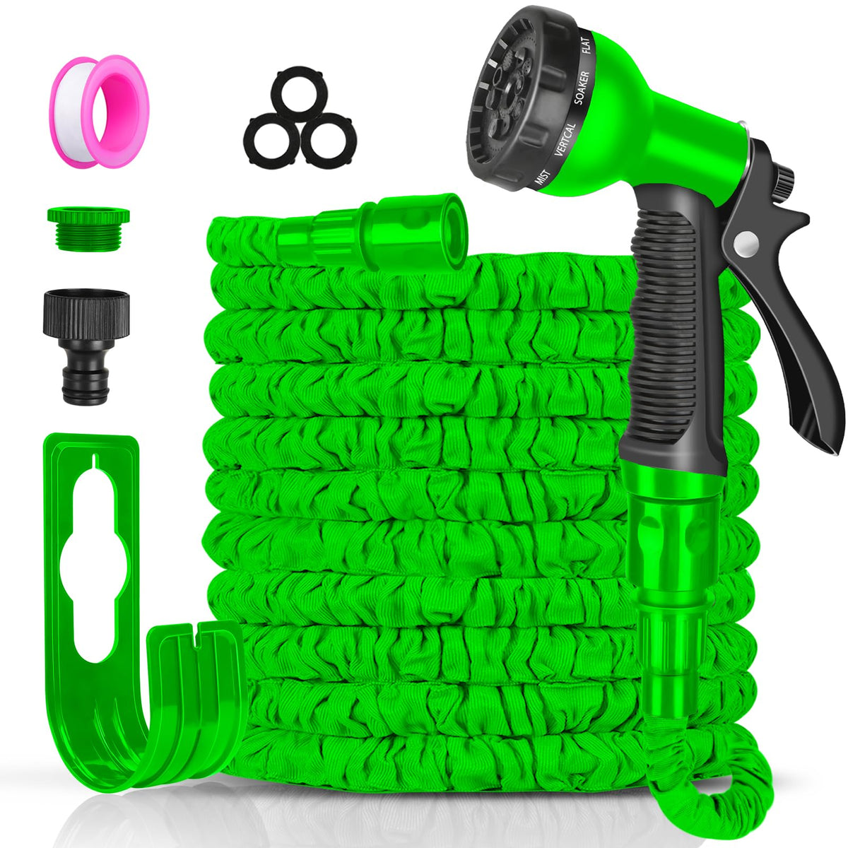 Expandable Garden Hose 100ft Lightweight Flexible with 8-Pattern Spray Gun & Fittings – 100ft