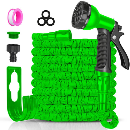 Expandable Garden Hose 100ft Lightweight Flexible with 8-Pattern Spray Gun & Fittings – 100ft