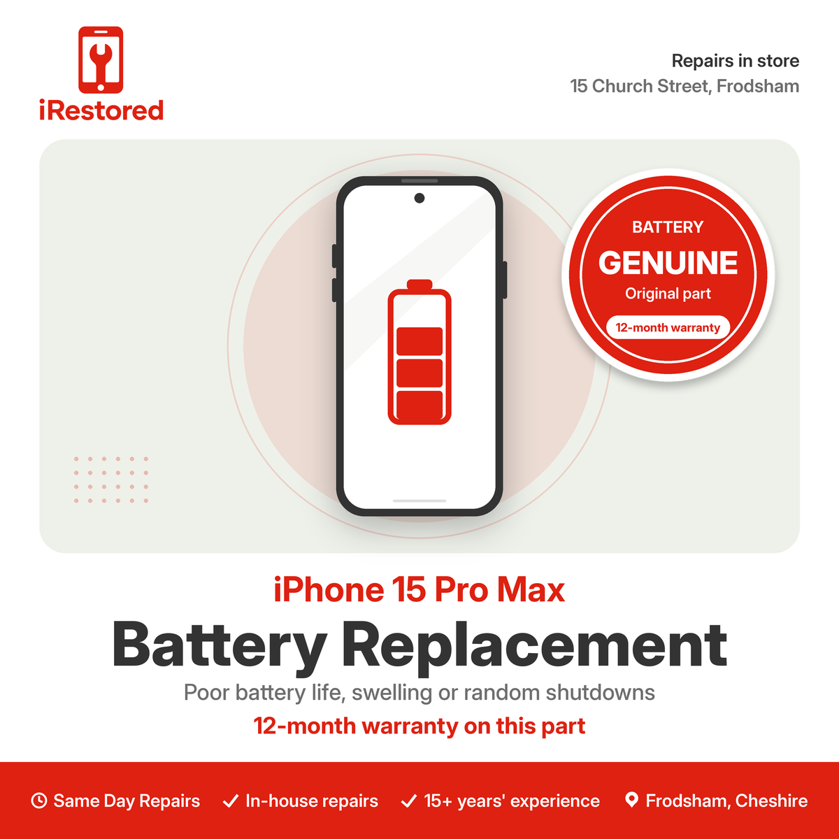 iPhone 15 Pro Max Genuine Battery Replacement