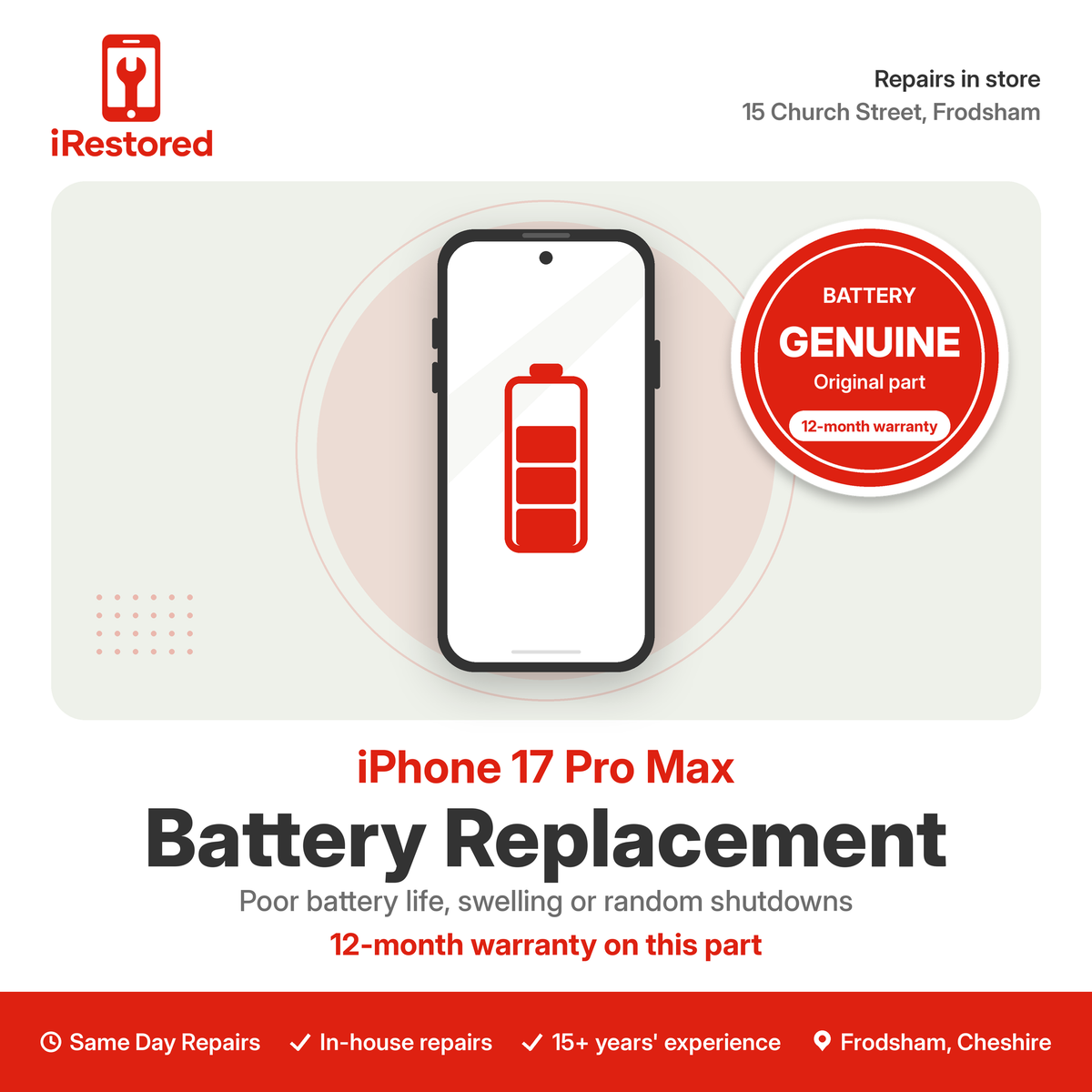 iPhone 17 Pro Max Genuine Battery Replacement