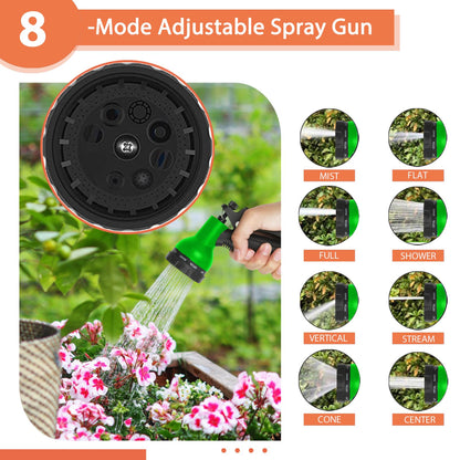 Expandable Garden Hose 100ft Lightweight Flexible with 8-Pattern Spray Gun & Fittings – 100ft