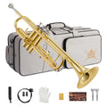 Bb Trumpet Beginner Student Set with Hard Case RRP - £139.99 7C & 3C Mouthpieces Cleaning Kit – Gold