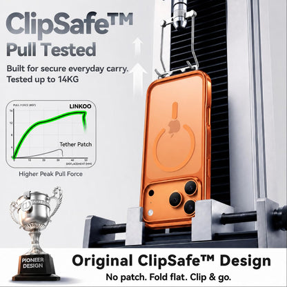 CASEKOO iPhone 17 Pro Max Case RRP - £32.99 ClipSafe Strap MagSafe Compatible Military-Grade Protection ? Orange