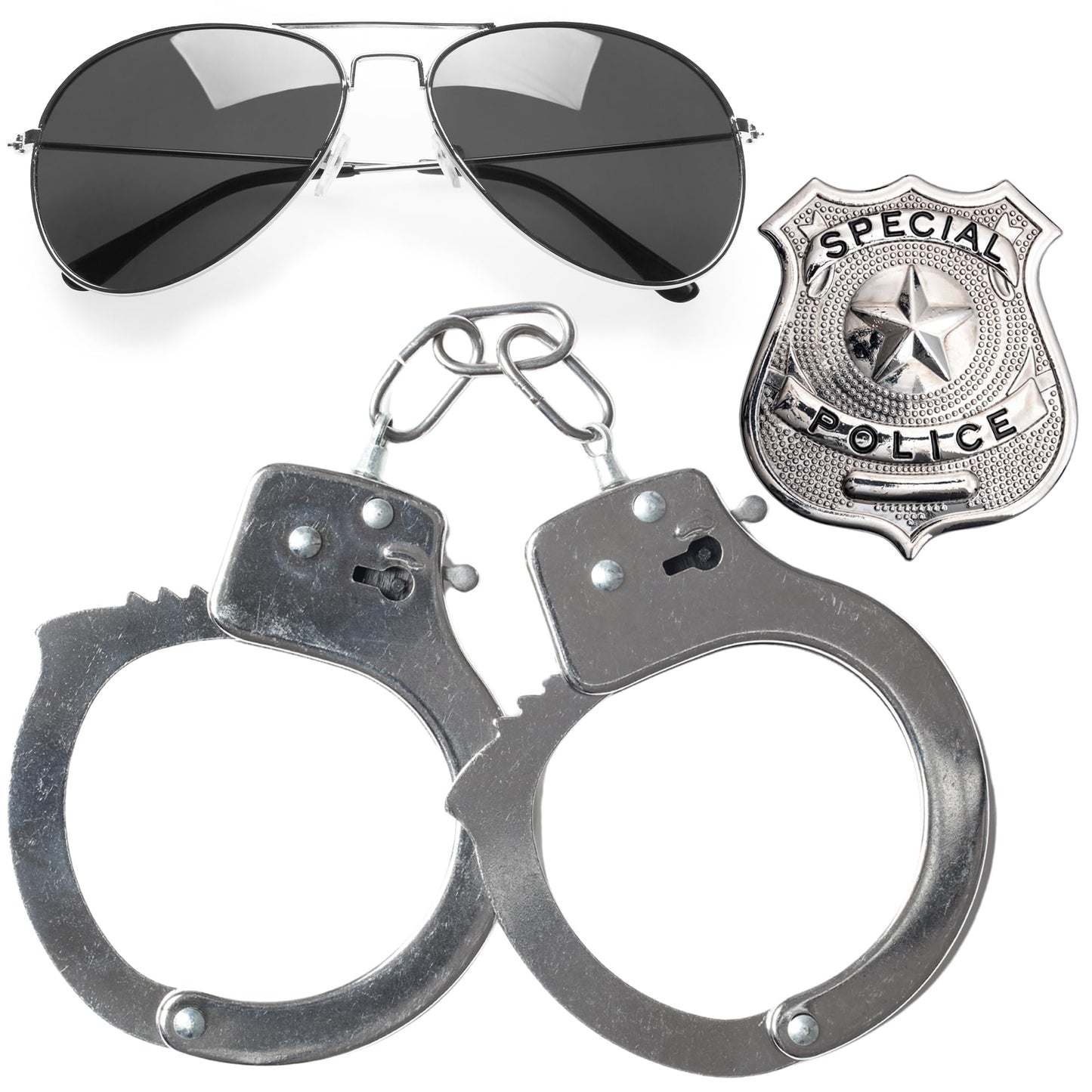 Adults Police Costume Accessories Set – Sunglasses, Handcuffs, Badge - RRP £6.99 – Fancy Dress