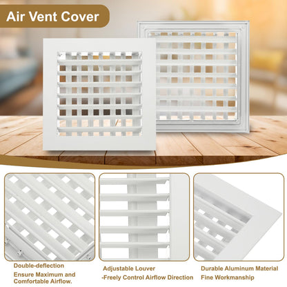 Adjustable Air Supply Diffuser 20" x 20" Aluminium HVAC Vent Cover - RRP £35.99 – White