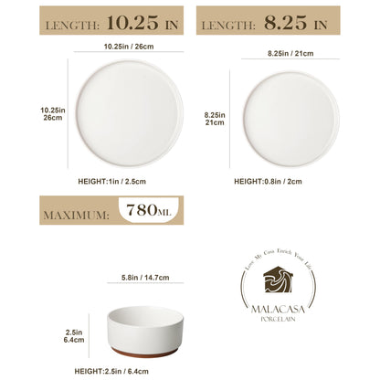 18-Piece Dinner Set - RRP: £79.99 - Plates & Bowls Raised Edge Scratch-Resistant Microwave & Dishwasher Safe - White