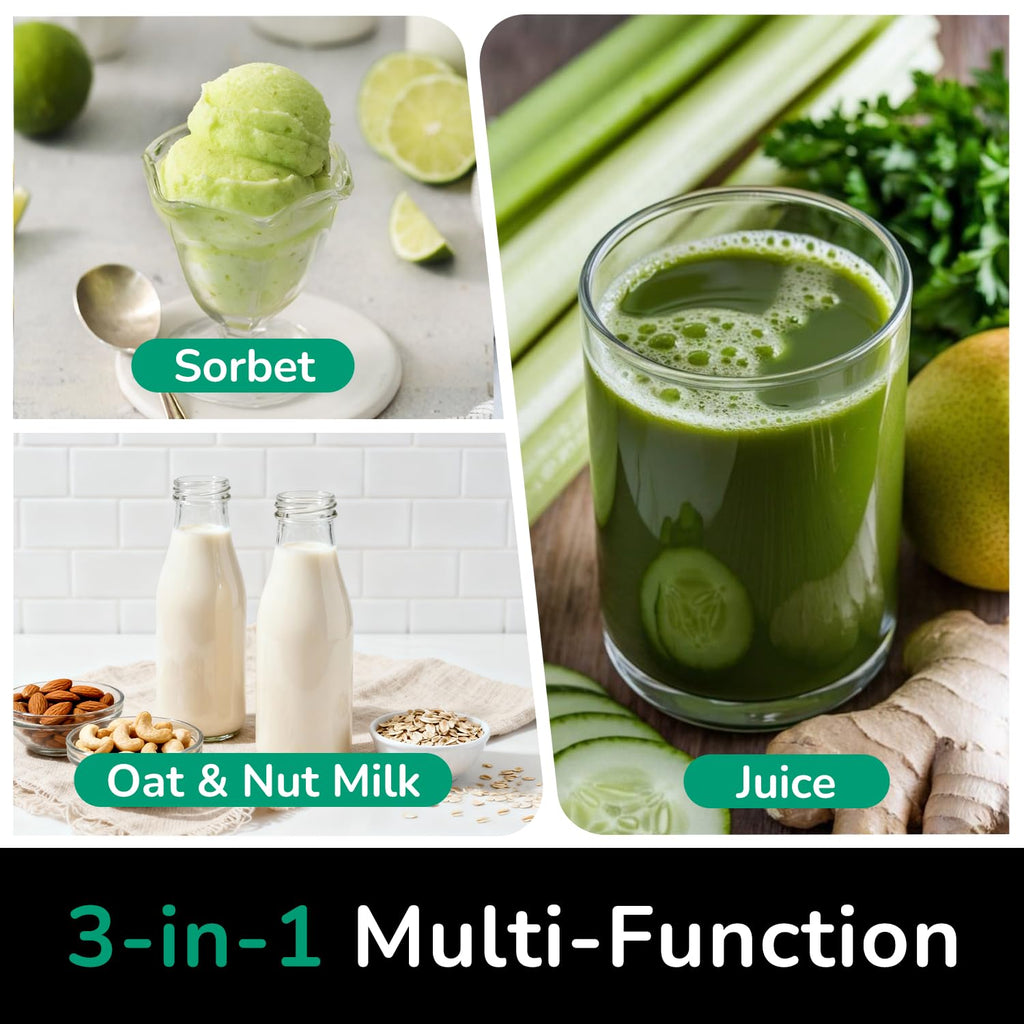 Masticating Cold Press Juicer RRP - £149.99 2.6L 150mm Feed Chute 3-in-1 Strainers Brushless Motor – Space Grey
