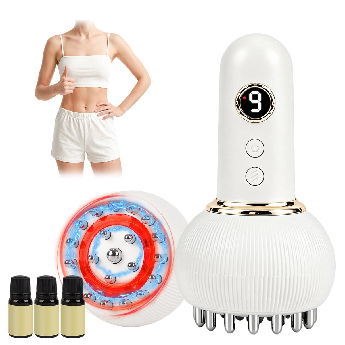 3-in-1 Lymphatic Drainage Massager  RRP - £24.99 Microcurrent Heat Vibration Electric Body Sculpting – Home Use