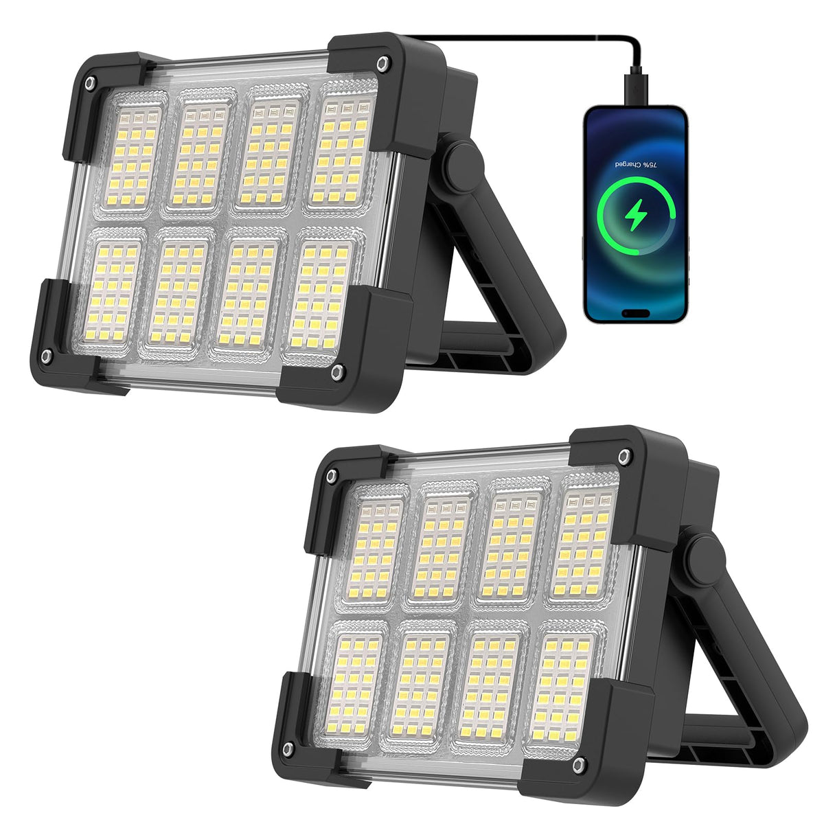 OHAYORI LED Construction Spotlight RRP - £34.99 Rechargeable Battery 4 Modes Portable Camping Lamp – 2 Pack
