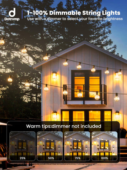 LED Outdoor String Lights RRP - £64.99 200FT Festoon Shatterproof Vintage Edison Bulbs – Warm White