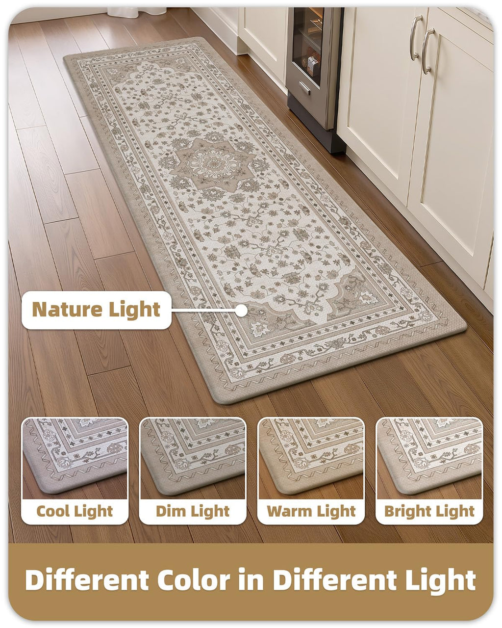 Kitchen Floor Mat Anti-Fatigue 60x220cm Faded Vintage Design – Red