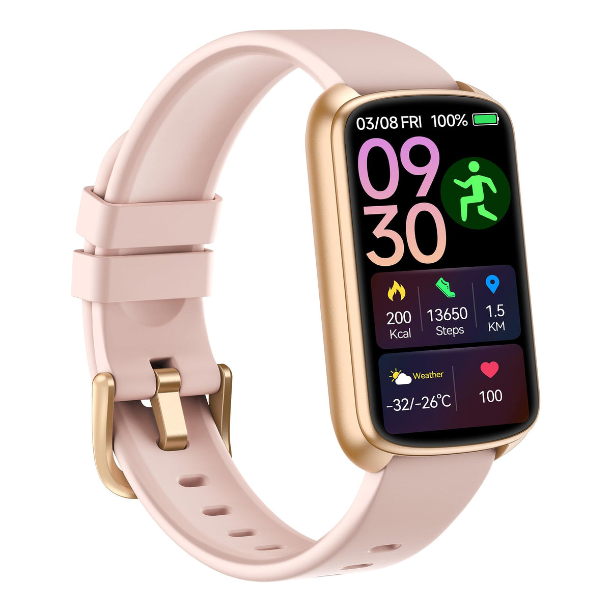 Fitness Tracker Smart Watch for Women Heart Rate Sleep Monitor - Pink