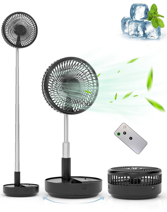 Portable Rechargeable Oscillating Standing Fan RRP - £49.99 8in Battery – Black