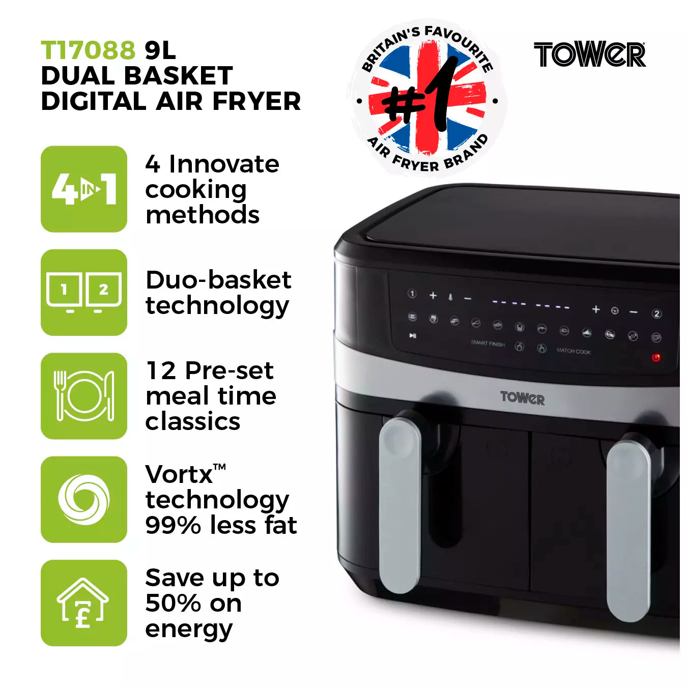 Tower Dual Basket Air Fryer - RRP:£119.99