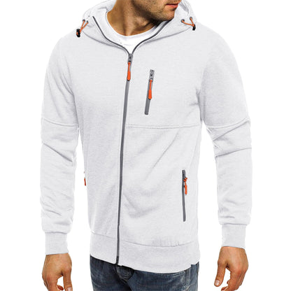 Men’s Fleece Hooded Sweatshirt RRP - £22.99 Full-Zip Long Sleeve Casual Pullover – White XL
