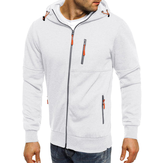 Men’s Fleece Hooded Sweatshirt RRP - £22.99 Full-Zip Long Sleeve Casual Pullover – White XL