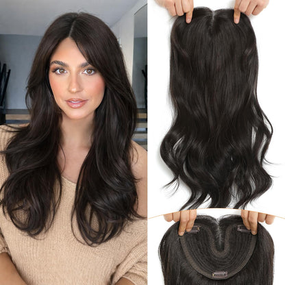 Hair Topper RRP - £39.99 20in Wavy Clip-In or Invisible Wire Seamless Blend Lightweight – 20in