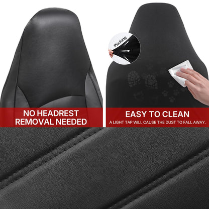 Universal Front Car Seat Covers RRP - £32.99 Waterproof PU Leather Airbag Compatible Pair – Black