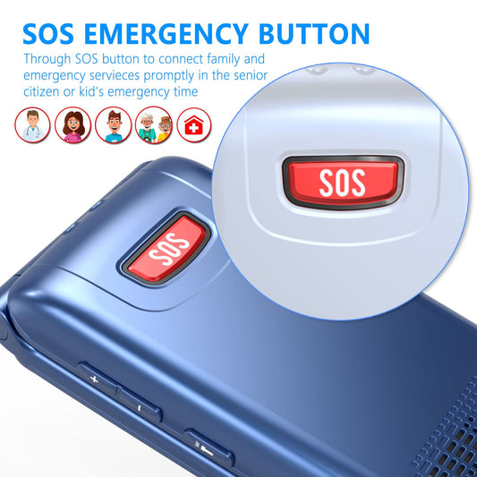 Senior Mobile Phone Simple for Elderly RRP - £29.99 Basic Cell Phone with Large Buttons, Flip Phone, Unlocked Senior Mobile Phone with 2.4" Color Display | SOS Button | FM Radio | Torch |1000mAh Battery (Blue)